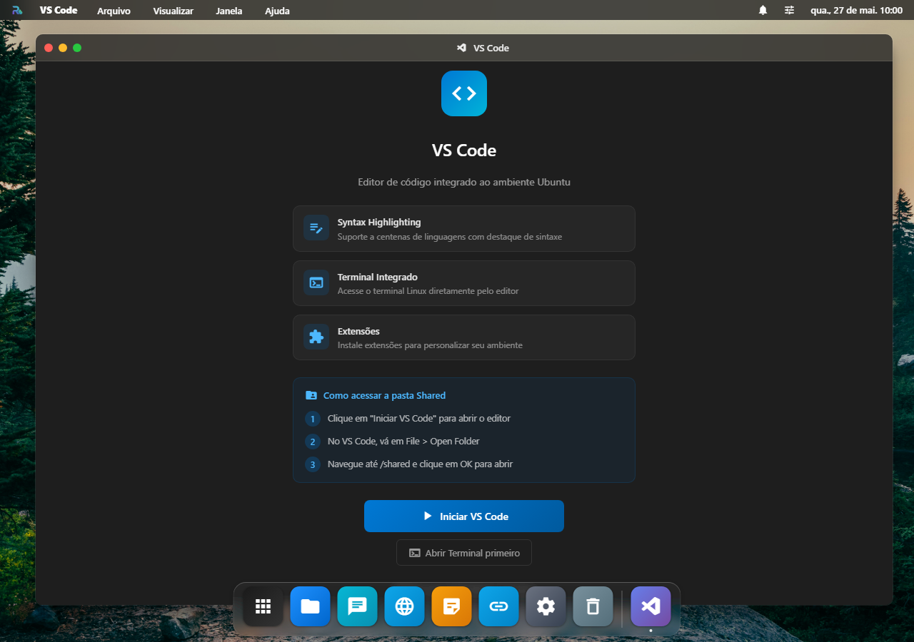 VS Code, работающий внутри RoqueOS